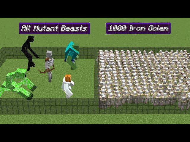 1000 iron golem vs all mutant mobs | Minecraft Mob Battle