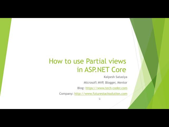 How to use Partial views in ASP.NET Core