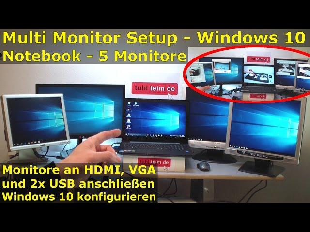 Multi Monitor Setup Windows 10 - connect 5 monitors to a Windows 10 laptop / notebook