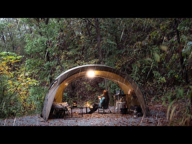 Camping in the Rainy forest. Pouring down all day, I was relaxed and cozy. Rain ASMR