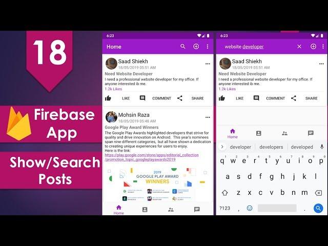 Firebase Social Media App - 18 Show and Search Posts