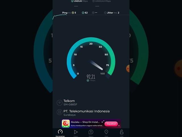 Speed test ISP Indihome up to 100 Mbps