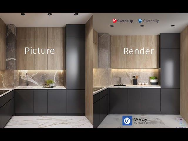 sketchup vray realistic interior render| Realistic render with Vray 5.1| #Beginnerstutorial
