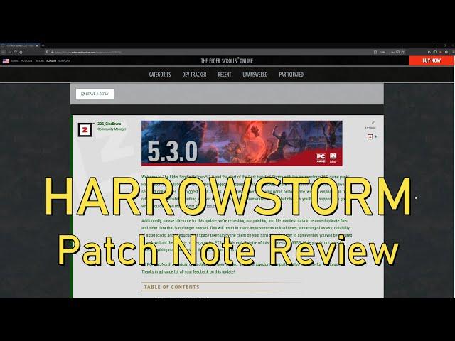 ESO - Harrowstorm DLC Patch Note Review - PTS 5.3.0