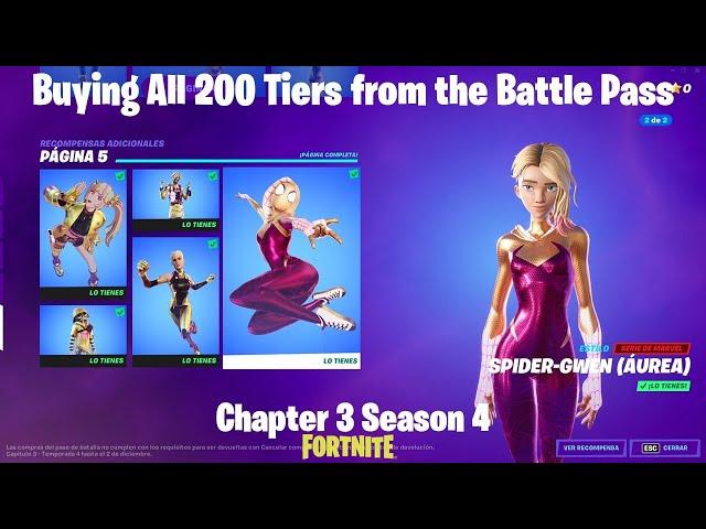 Buying All 200 Tiers from the Battle Pass - Fortnite Chapter 3 Season 4 (8k)