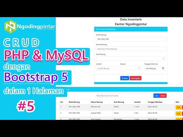 #5 - Simpan Data ke Database | CRUD PHP & MySQL + Bootstrap 5 dalam 1 halaman