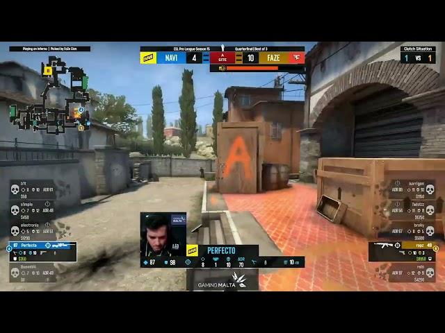 PERFECTO 1v2 Clutch | NaVi vs FaZe | CSGO EPL Season 15