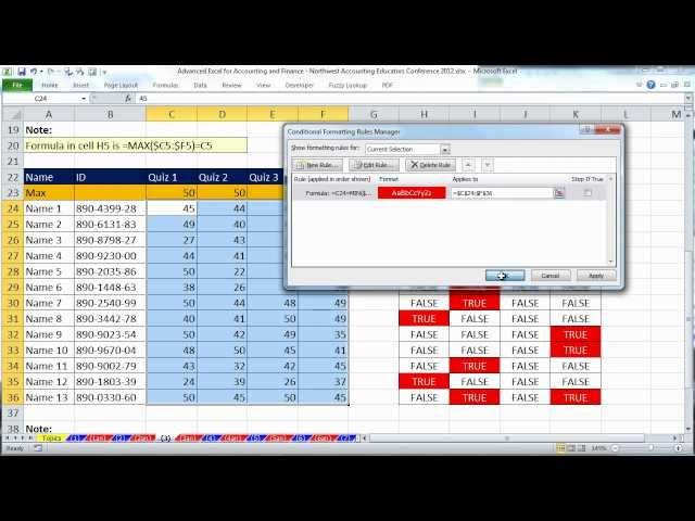 Excel for Accounting and Finance - Northwest Accounting Educators Conference 2012 - NAE  2012