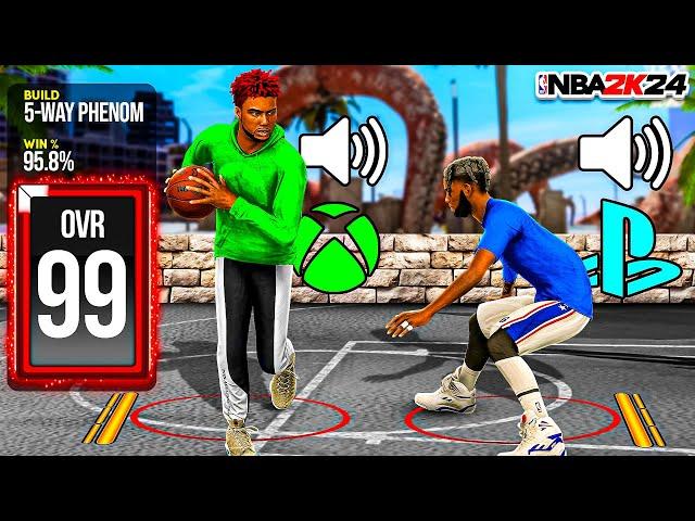 My 5-Way Phenom Build is DOMINATING the *NEW* Cross-Play 1v1 Court on NBA2K24!