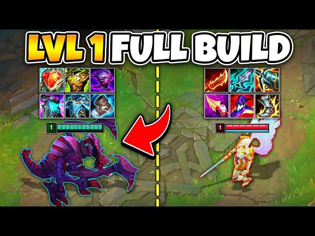 LEAGUE OF LEGENDS BUT WE'RE FULL BUILD AT LEVEL 1! (THIS IS SO UNBALANCED)