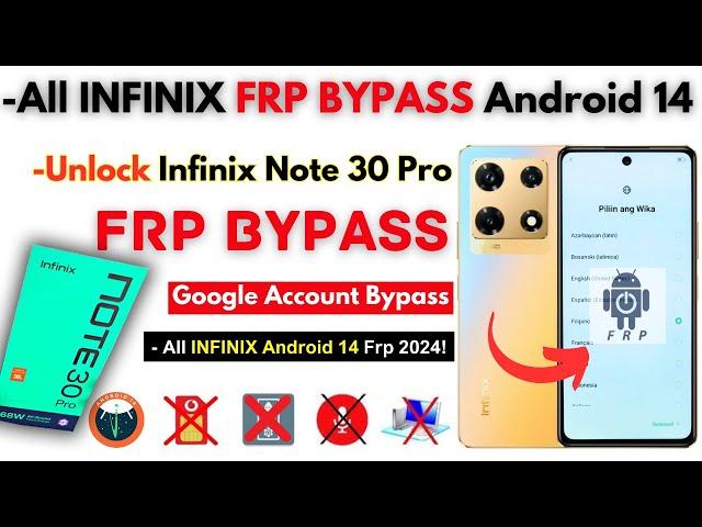-Unlock INFINIX NOTE 30 Pro FRP Bypass [Without PC] - All Infinix Android 13/14 Frp Google Account!