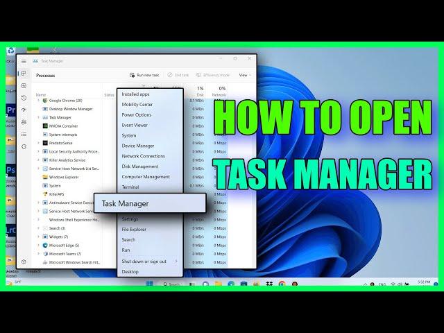 How to open task manager in windows 11