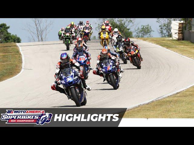 MotoAmerica HONOS Superbike Race 1 Highlights at Road America 2021