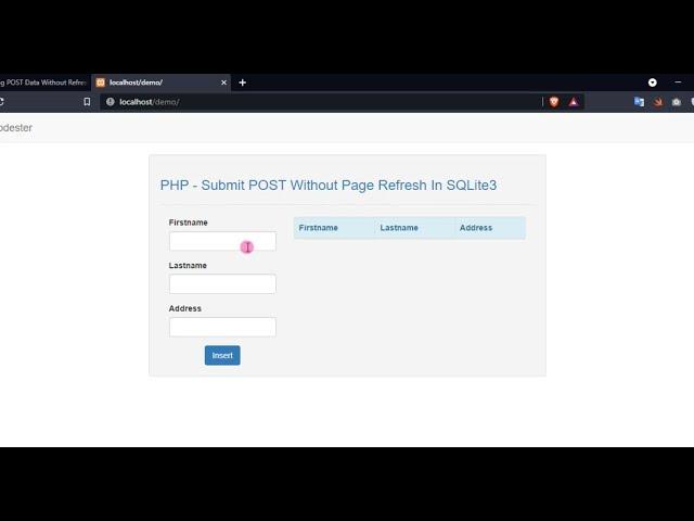 Submitting POST Data Without Refreshing or Reloading the Page In PHP and SQLite3 Tutorial