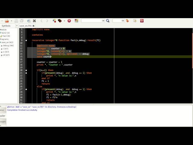 Advanced Fortran Programming : 012 : More on save (with demo) and optional keywords