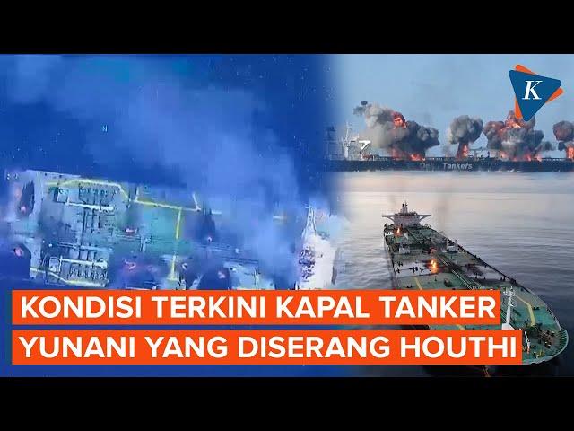 Penampakan Kapal Tanker yang Terbakar di Laut Merah Usai Diserang Houthi