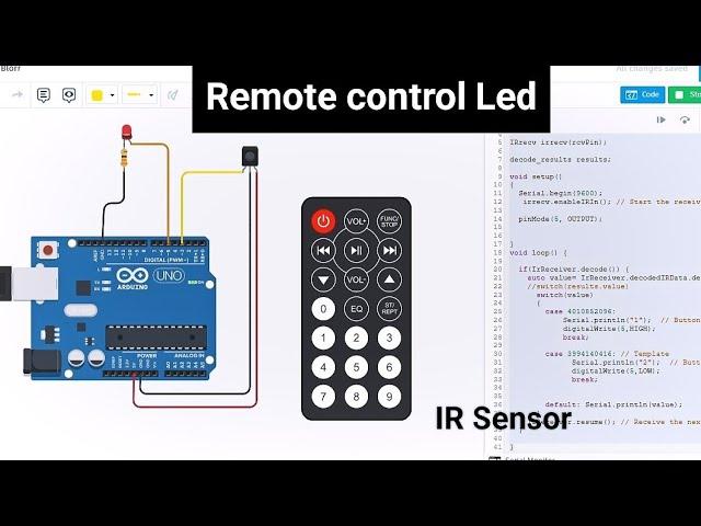 IR Remote Sensor with Arduino at Tinkercad in English || Tutorial for Beginners || IR Sensor