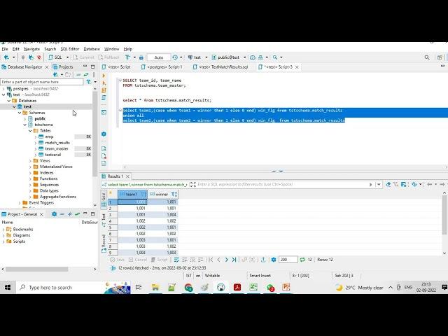 SQL to get Match Result in Points Table format