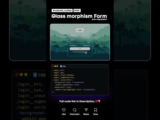 Glass Morphism Form  #css #coding #Forms #Website #frontenddeveloper #responsivewebsite