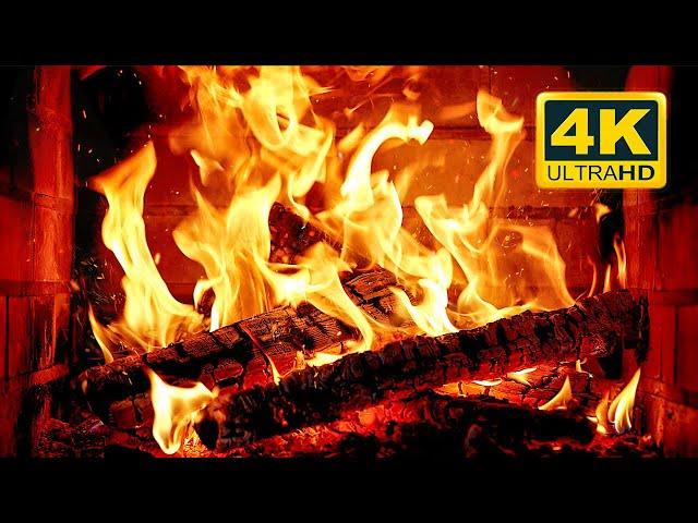  Cozy Fireplace 4K (12 HOURS). Fireplace with Crackling Fire Sounds. Crackling Fireplace 4K