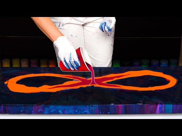 HUGE & Striking 3D Infinity Flow on Contrasting Base Amazing Acrylic Pouring ~ Abstract 3D Art