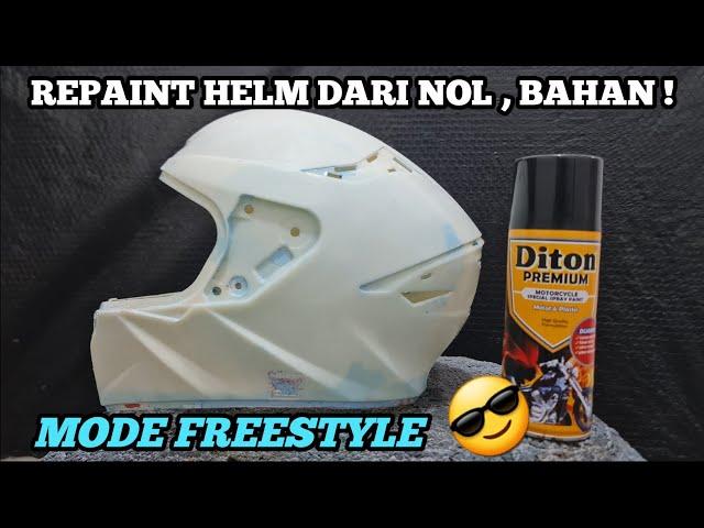 DARI BAHAN JADI ALA ALA MOTIF RACE, Repaint helm dari nol sampai finishing menggunakan cat aerosol