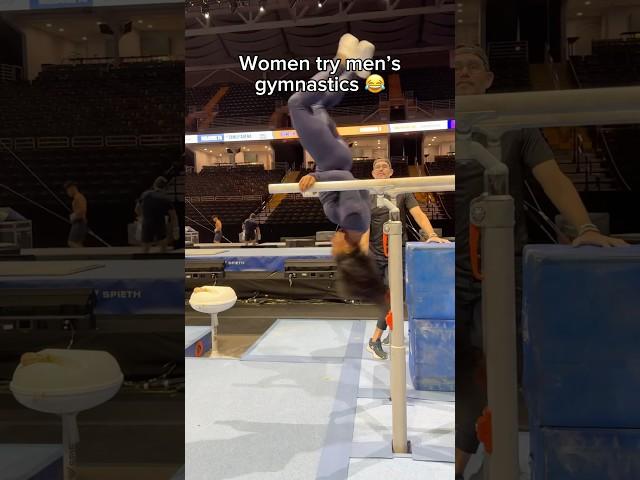 Female gymnasts try parallel bars #gymnast #gymnastics #olympics #gymnasts #gym #fail #fails #d1