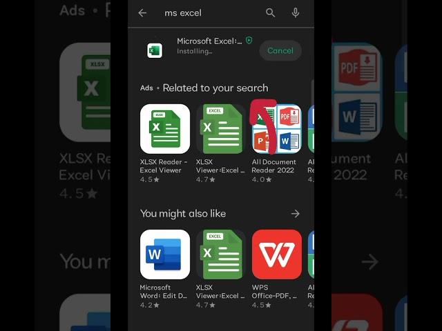 how to download MS Excel in mobile