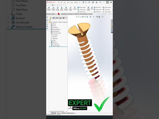 SolidWorks Pro vs. SolidWorks Expert Wood Screw - Iregular Threads #solidworks