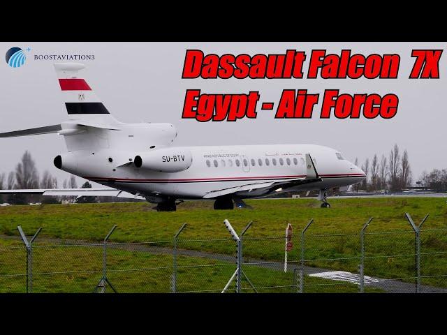 Takeoff of Dassault Falcon 7X - Egypt Air Force