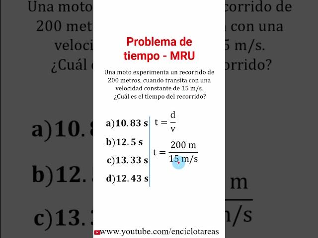 Problema de tiempo – parte 5 #física #problemas #ejercicio #tiempo #moto