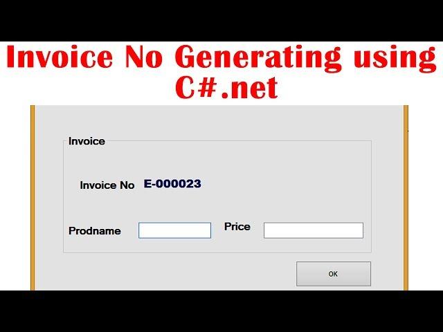 Invoice No Generating using  C#.net