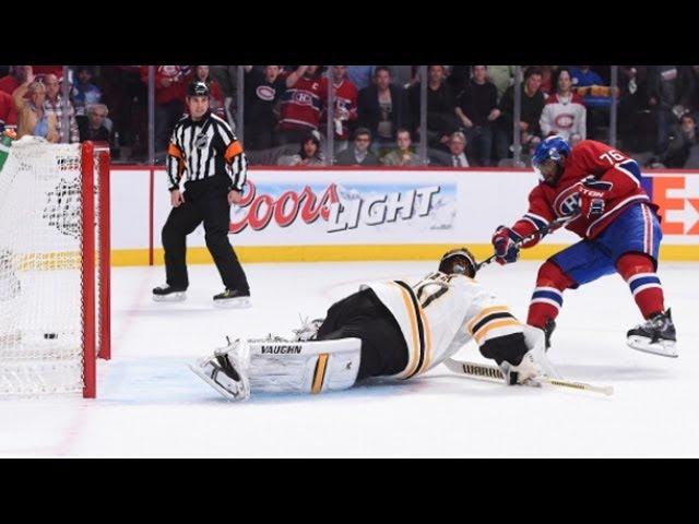 Subban fakes out Rask for a breakaway goal