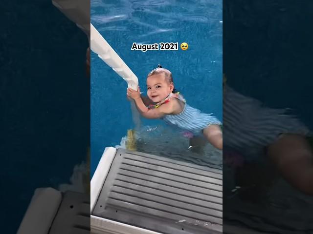 My daughter watches her baby sister learn to swim in the same pool she did!  Then vs Now