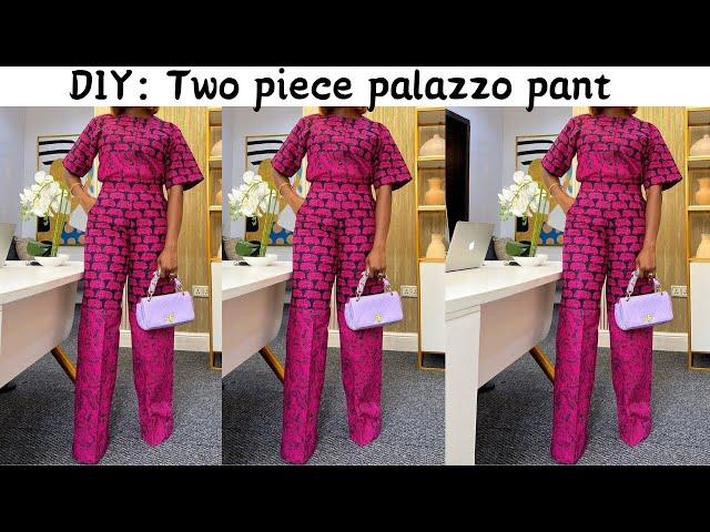 How to cut and sew a high waist Palazzo  pant Two Piece with Inner Pocket