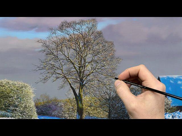 Painting a Delicate Winter Tree in Oil | Step-by-Step Tutorial