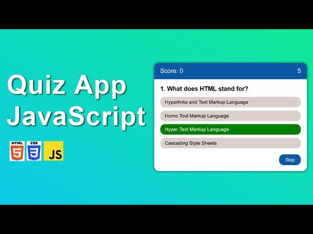 Create Quiz Web App using HTML CSS and JavaScript | Quiz App JavaScript