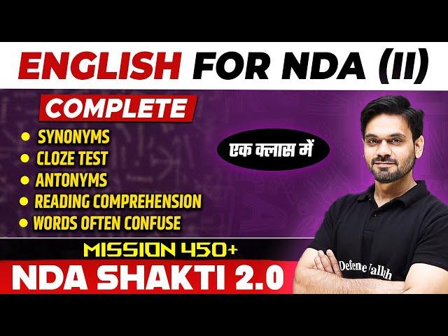 NDA English: Synonyms and Antonyms, Cloze Test, Reading Comprehension, Words Often Confuse