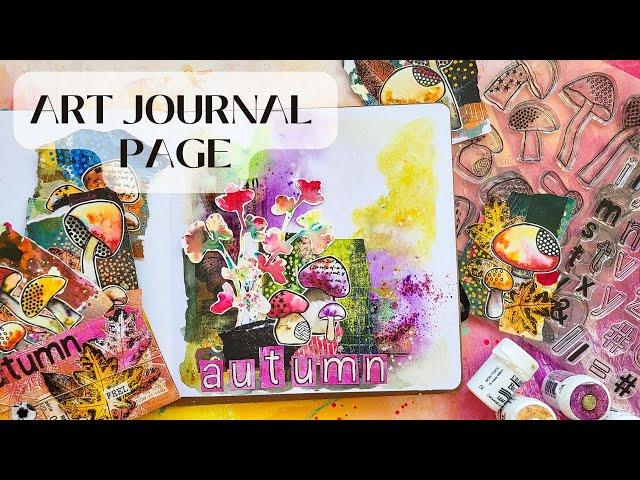 Messy Art Journal Page with my handmade Collage Fodder Embellishments