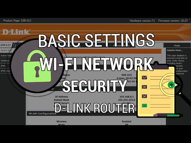 D-Link Router Basic Settings and Security  (Wi-Fi Settings | Admin password | IP address)