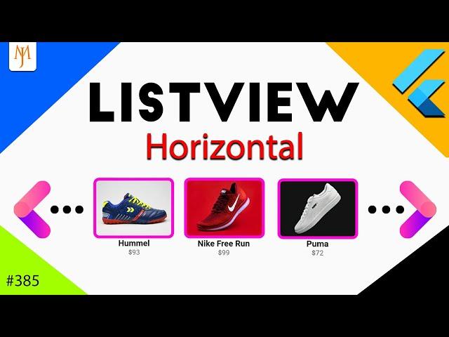 Flutter Tutorial - How To Create Horizontal ListView | Scrollable Row | Cards, Text, Image