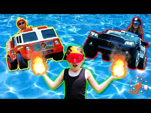 Little Heroes 43 - The Spark, The Fire Engine and Toy Trucks in The Pool