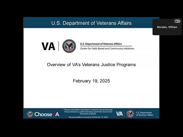 Overview of VA Veteran Justice Outreach Programs Incl. Legal Services for Veterans Grant 02.19.2025