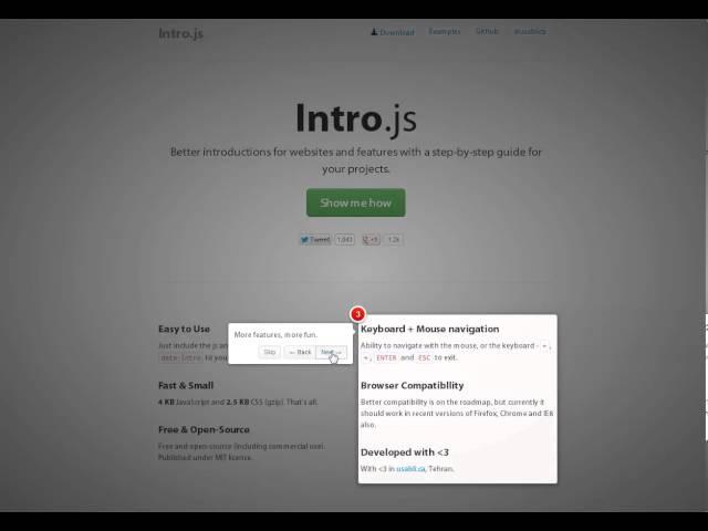 Intro.js Visual Demonstration (jQuery)