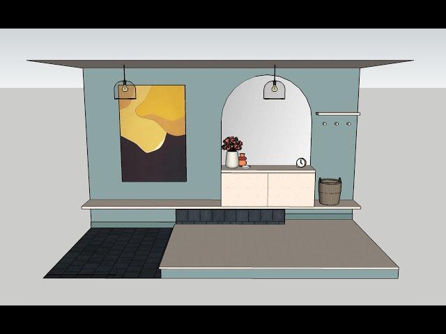 Sketchup Fun - Japandi Genkan Entryway