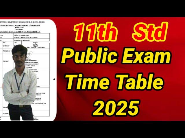 11th Standard Public Exam Time table 2024