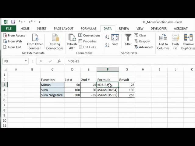 How to Use Minus Function in Excel : MS Excel Tips