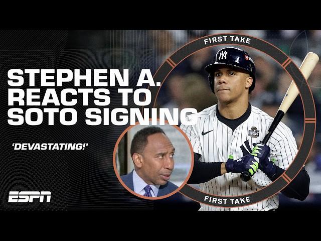 'DEVASTATING' ‍️ - Stephen A. reacts to Juan Soto signing with the New York Mets | First Take