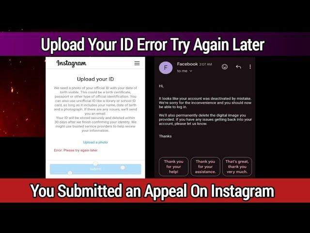 Upload Your ID Error Please Try Again Later | You Submitted an Appeal | Instagram Suspended 2024