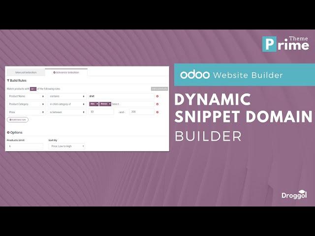 Dynamic snippet with domain builder | Odoo eCommerce